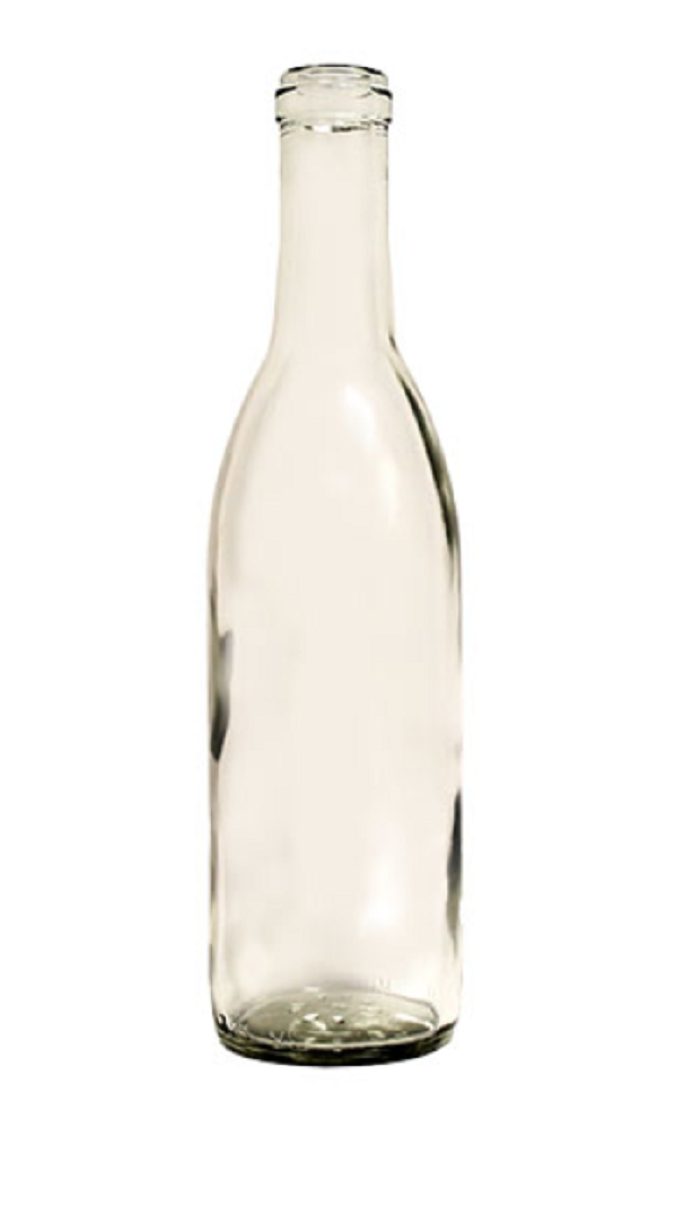 Clear Semi-Burgundy Flat Bottom Bottles 375mL