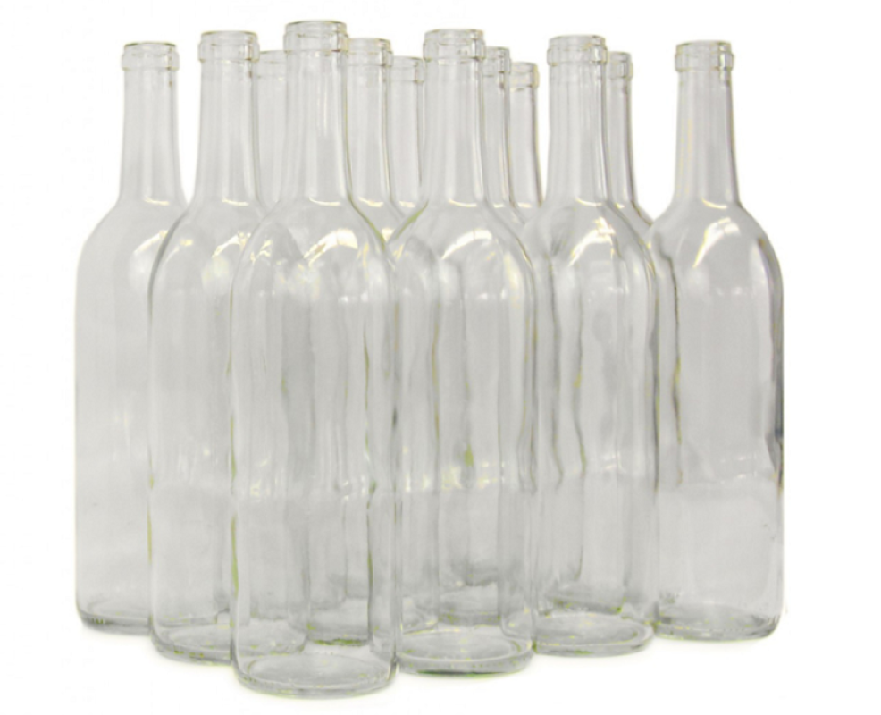 Clear Bordeaux Flat Bottom Bottles 750mL